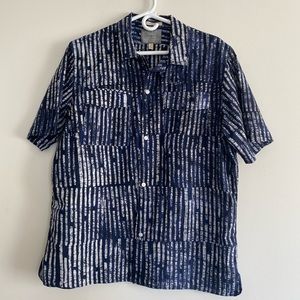 Beautiful Indigo Dyed Short Sleeve Shirt By Banana Republic X Piece&Co Large